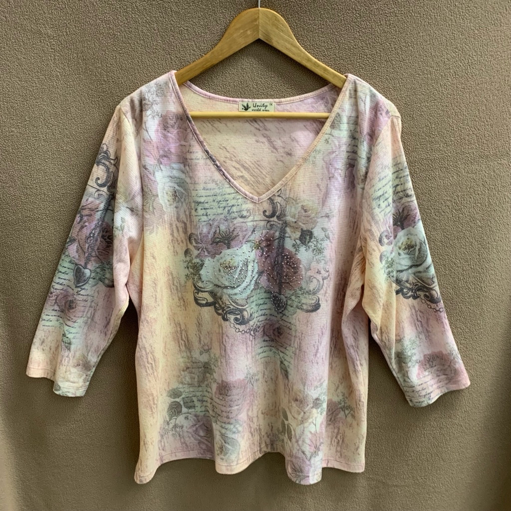B03-Women's Unity World Wear Blouse, 1X, Pink VTG vintage - Picture 1 of 6